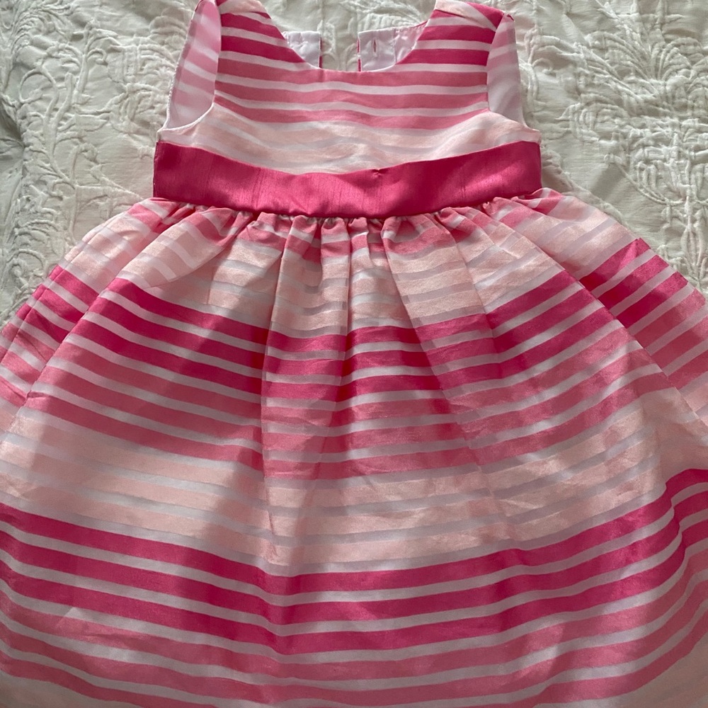 Pink striped girls dress
